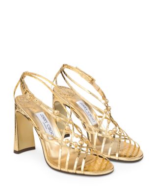 Jimmy Choo - Women's Felice 95 Embellished Metallic High Heel Sandals