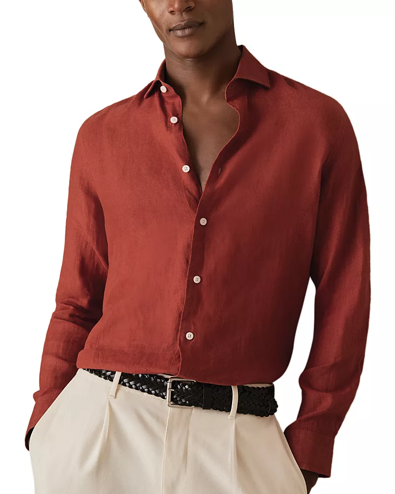 Reiss Linen Slim Fit Shirt