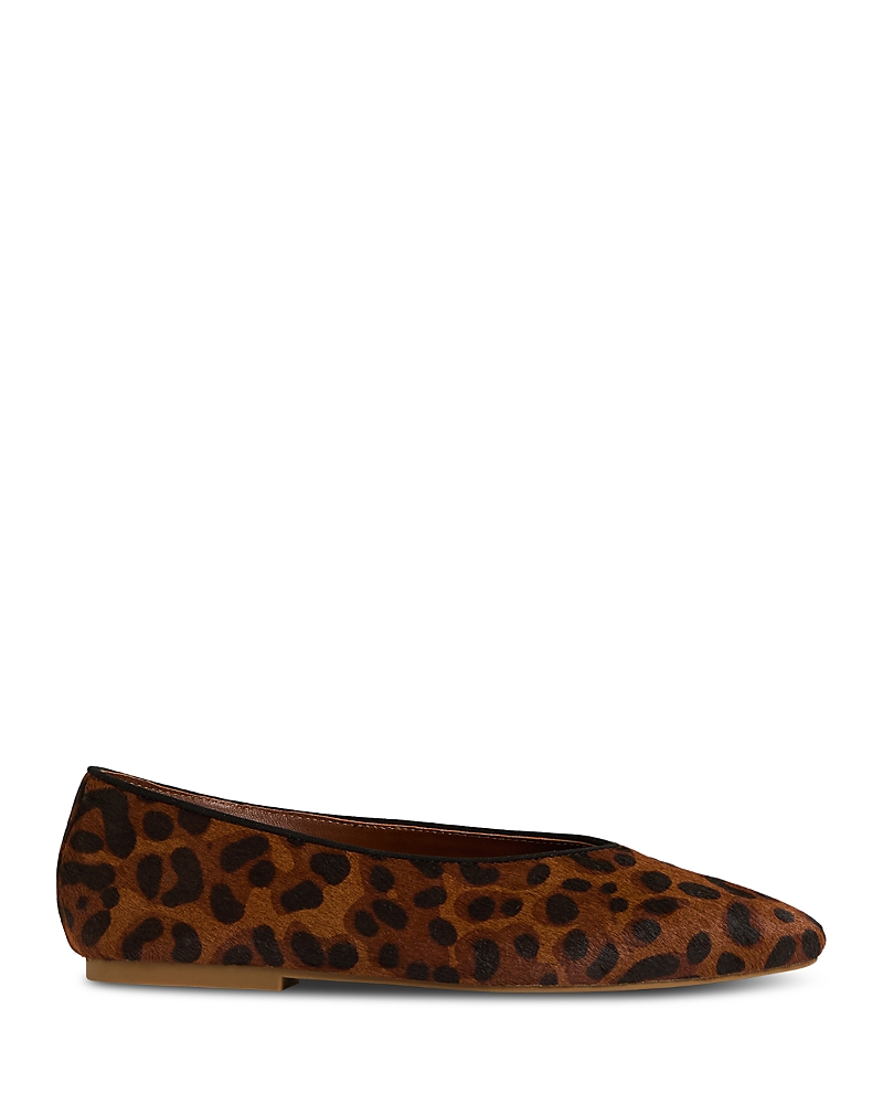 Reiss Animal Leather Rounded-point Toe Ballet Flats In Animal Print