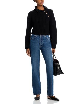 100% Cashmere Button Raglan Sleeve Sweater - Exclusive