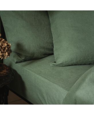 Linen Blend Fitted Sheet, Queen