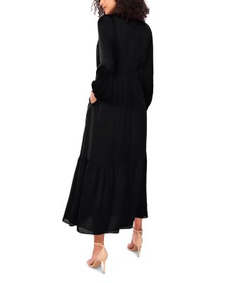 Elastic Waist Button Maxi Dress