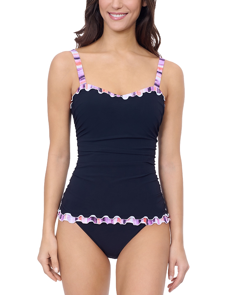 Profile By Gottex Riga E Cup Solid Center Ruched Tankini In Multi
