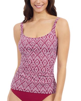 Plume Square Neck D Cup Tankini &amp; Tutti Fruitti Shirred High Waist Bottom