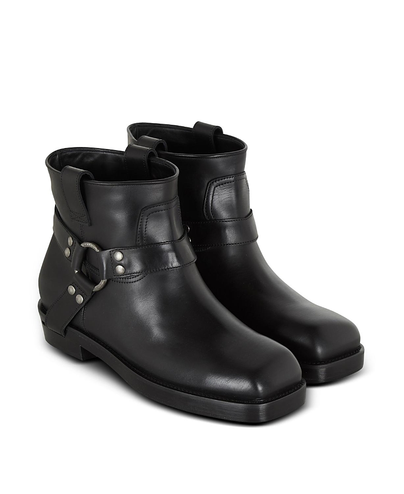 Balmain Men's Calfskin Leather Biker Ankle Boots
