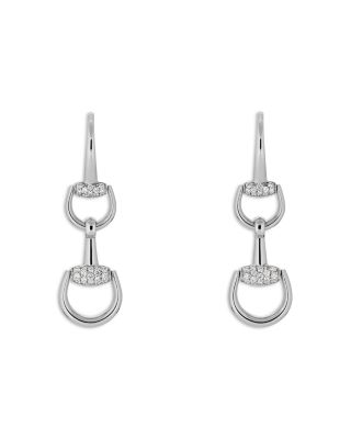 18K White Gold Diamond Horsebit Chandelier Earrings