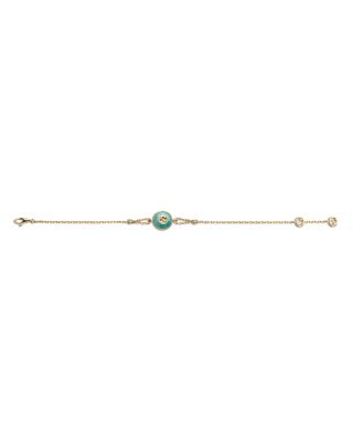 18K Yellow Gold Diamonds & Amazonite Interlocking Bracelet