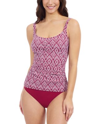 Profile by Gottex - Plume Square Neck D Cup Tankini & Tutti Fruitti Shirred High Waist Bottom