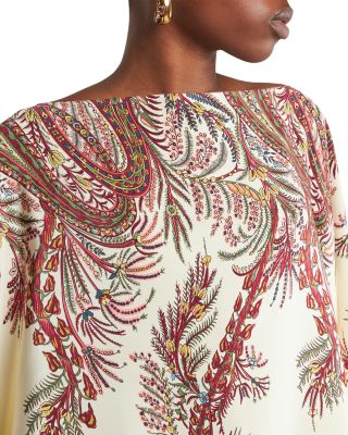 Silk Printed Asymmetric Sleeve Blouse