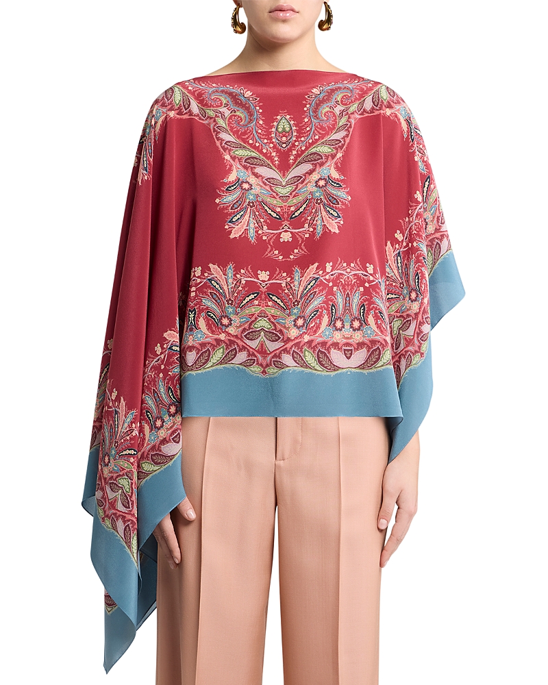 Etro Paisley-print Asymmetric Blouse In Red