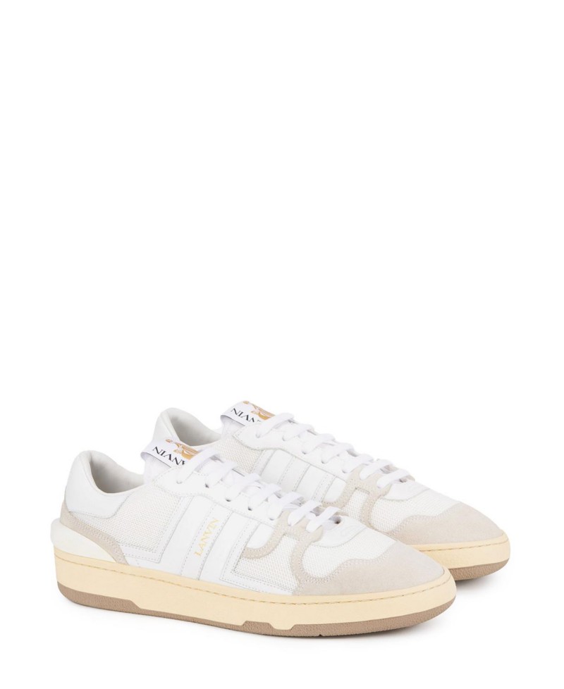 Lanvin Unisex Clay Mesh Sneakers in White Leather And Mesh.