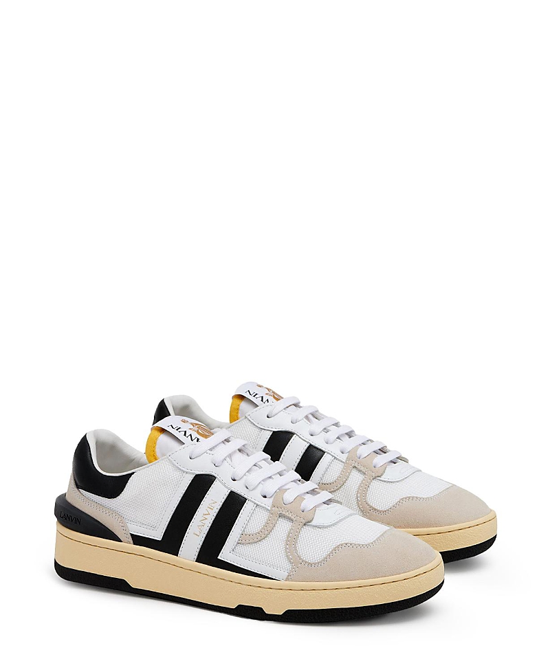 Lanvin Black And White Leather Clay Low Mesh Sneakers