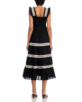 Smocked Lace Inset Midi Dress - Exclusive