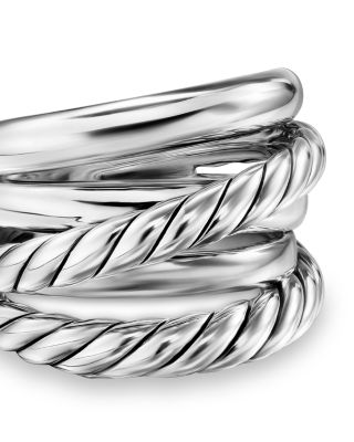 Crossover Five Row Ring in Sterling Silver, 17.5mm