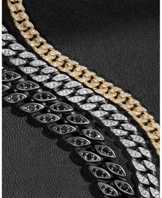 Men's Curb Chain Bracelet in Black Titanium with Black Diamonds, 11.5mm