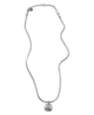 Sterling Silver Diamond Pav&eacute; Carved Chain Necklace, 16-18"