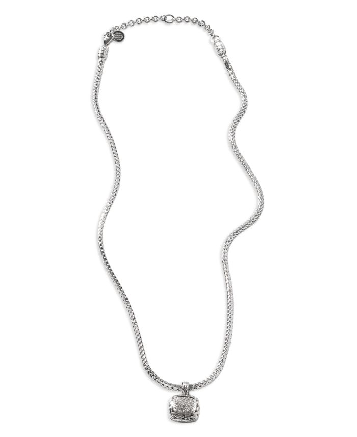 Sterling Silver Diamond Pavé Carved Chain Necklace, 16-18"