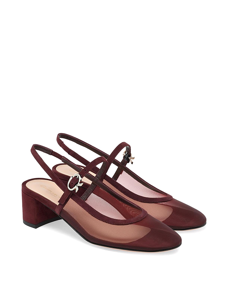 Gianvito Rossi 45 Leather-trimmed Slingback Mary Jane Pumps