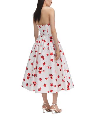 Floral Print Taffeta Midi Dress