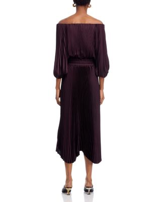Sienna Pleated Off-the-Shoulder Dress