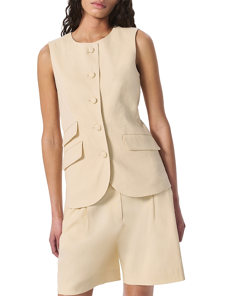 Rag & Bone Womens Lttan Slade Flap-pocket Linen-blend Vest In Neutral