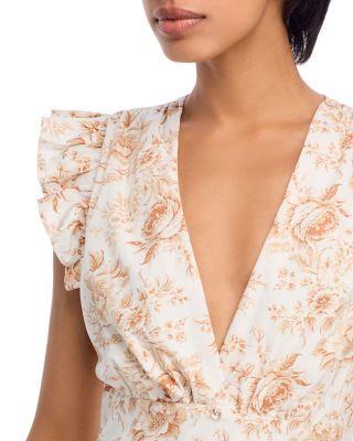 Floral Toile Ruffle Mini Dress - Exclusive