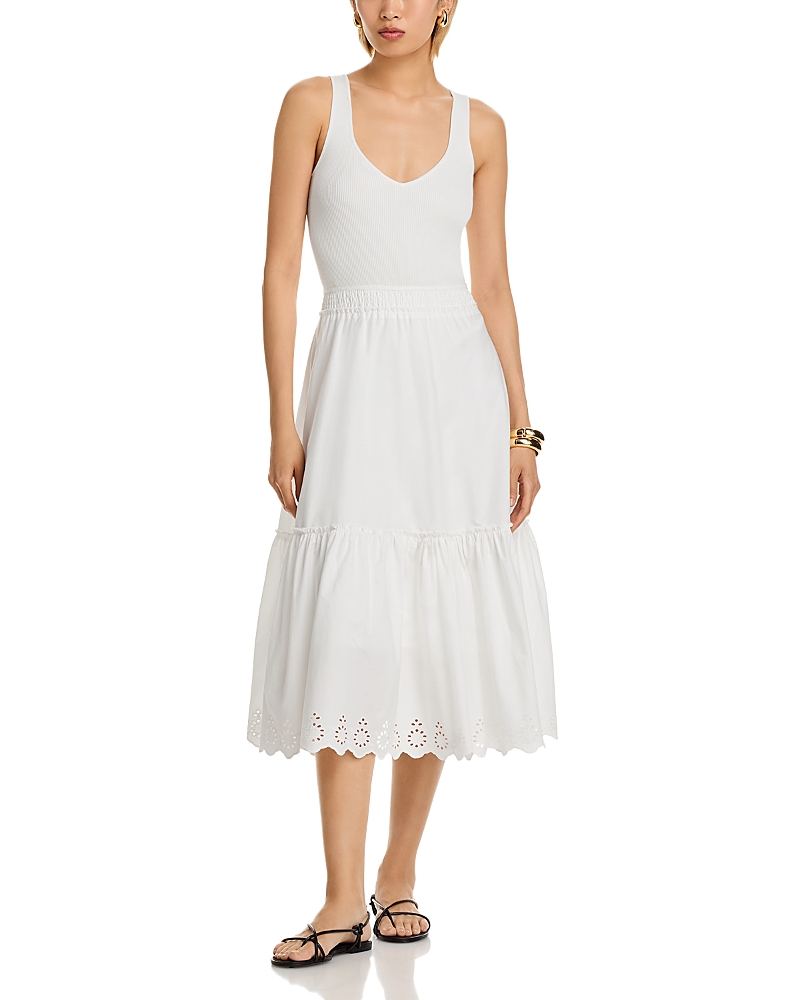 T Tahari Sleeveless Mixed Media Midi Dress