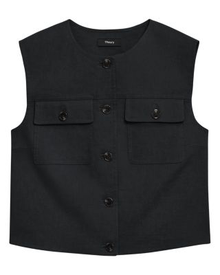 Fitted Sleeveless Linen Vest