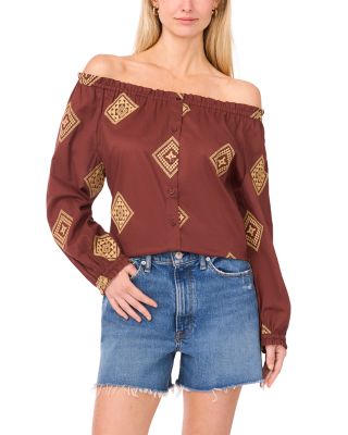 VINCE CAMUTO - Button Up Off-the-Shoulder Top