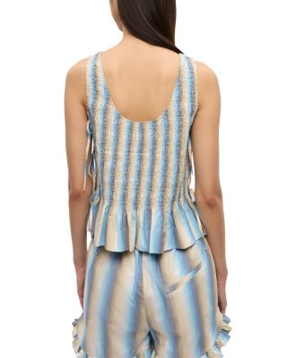 Striped Smocked Tie Top	