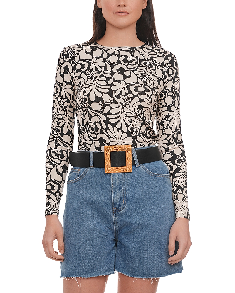 Point Printed Crewneck Long Sleeve Tee
