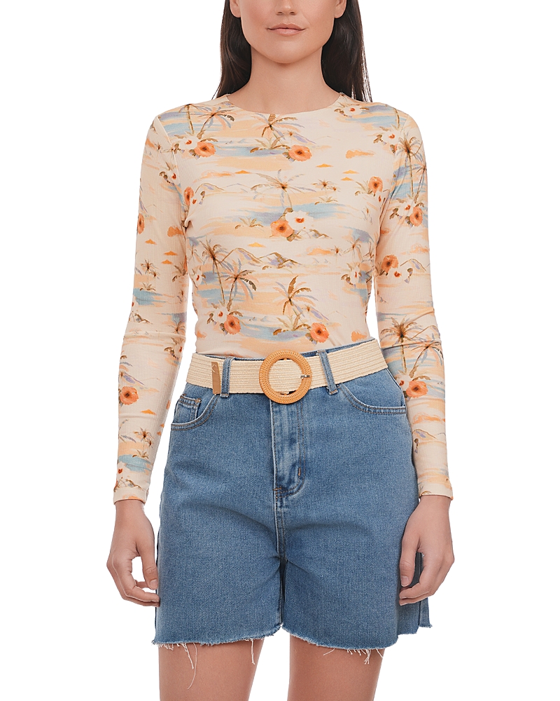 Point Printed Crewneck Long Sleeve Tee