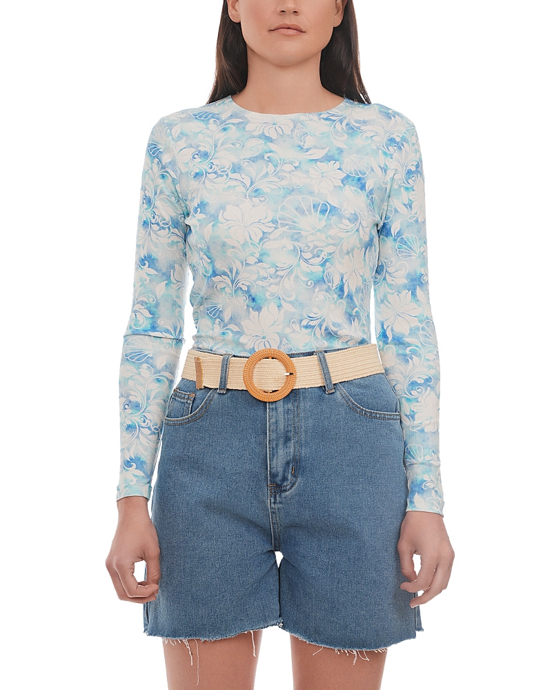 Point Printed Crewneck Long Sleeve Tee