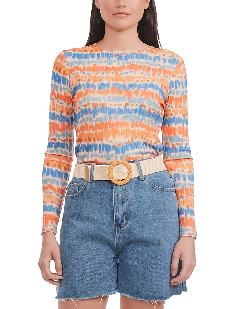 Point Printed Crewneck Long Sleeve Tee