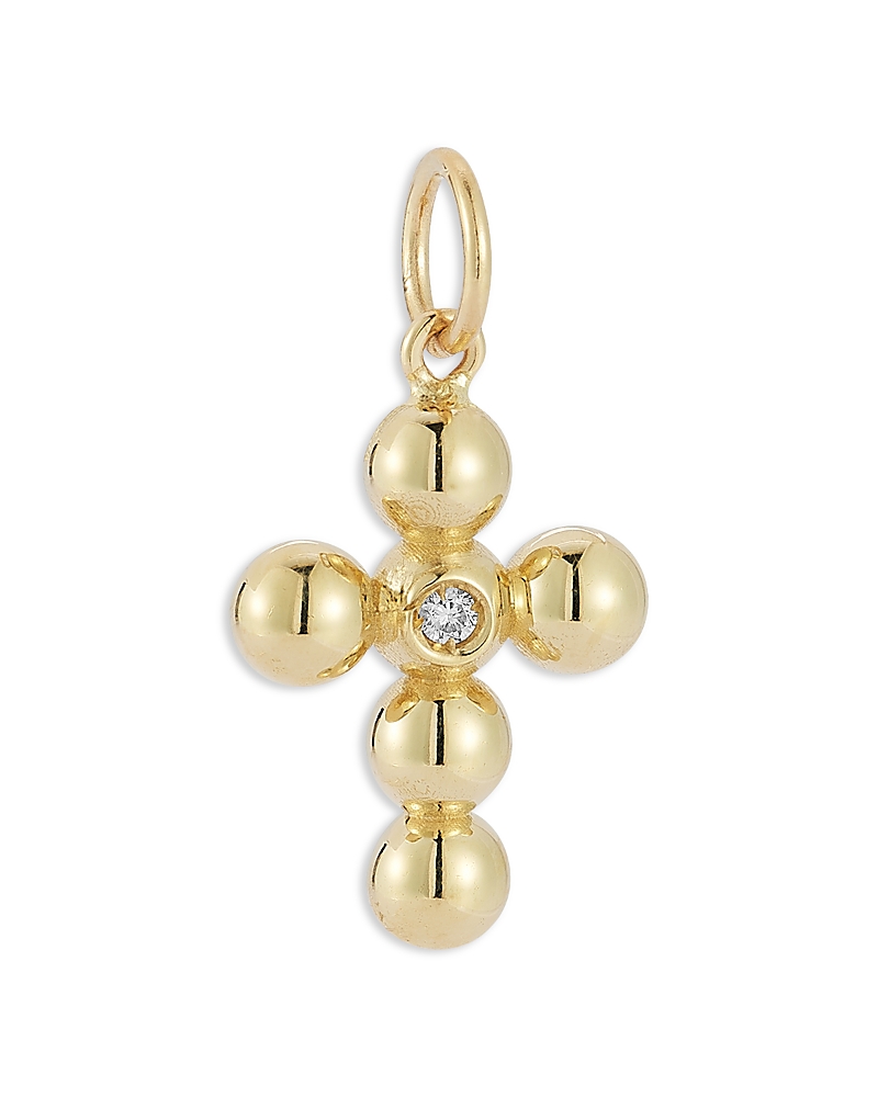 Bloomingdale's Fine Collection 14k Yellow Gold Cross Charm Pendant With Diamonds, 0.03 Ct. T. W.