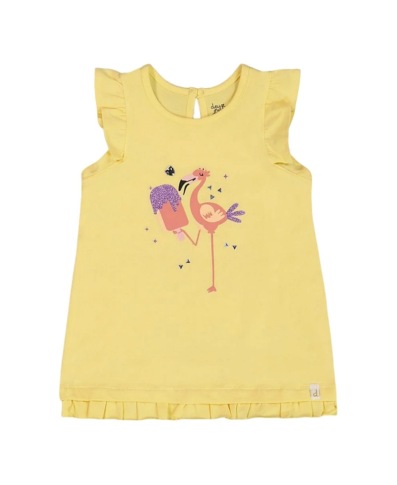 Deux Par Deux Girls' Organic Flamingo Print Cotton Tunic - Big Kid