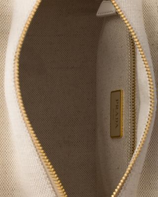 Medium Wicker and Linen Blend Tote Bag