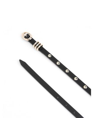 Women's Classic Studded Skinny Leather Belt