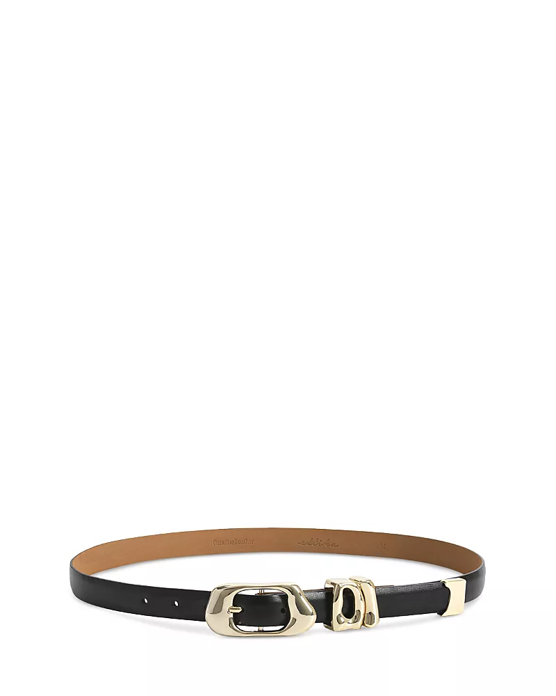 Ettika Molten Metal Women's Black Leather Belt