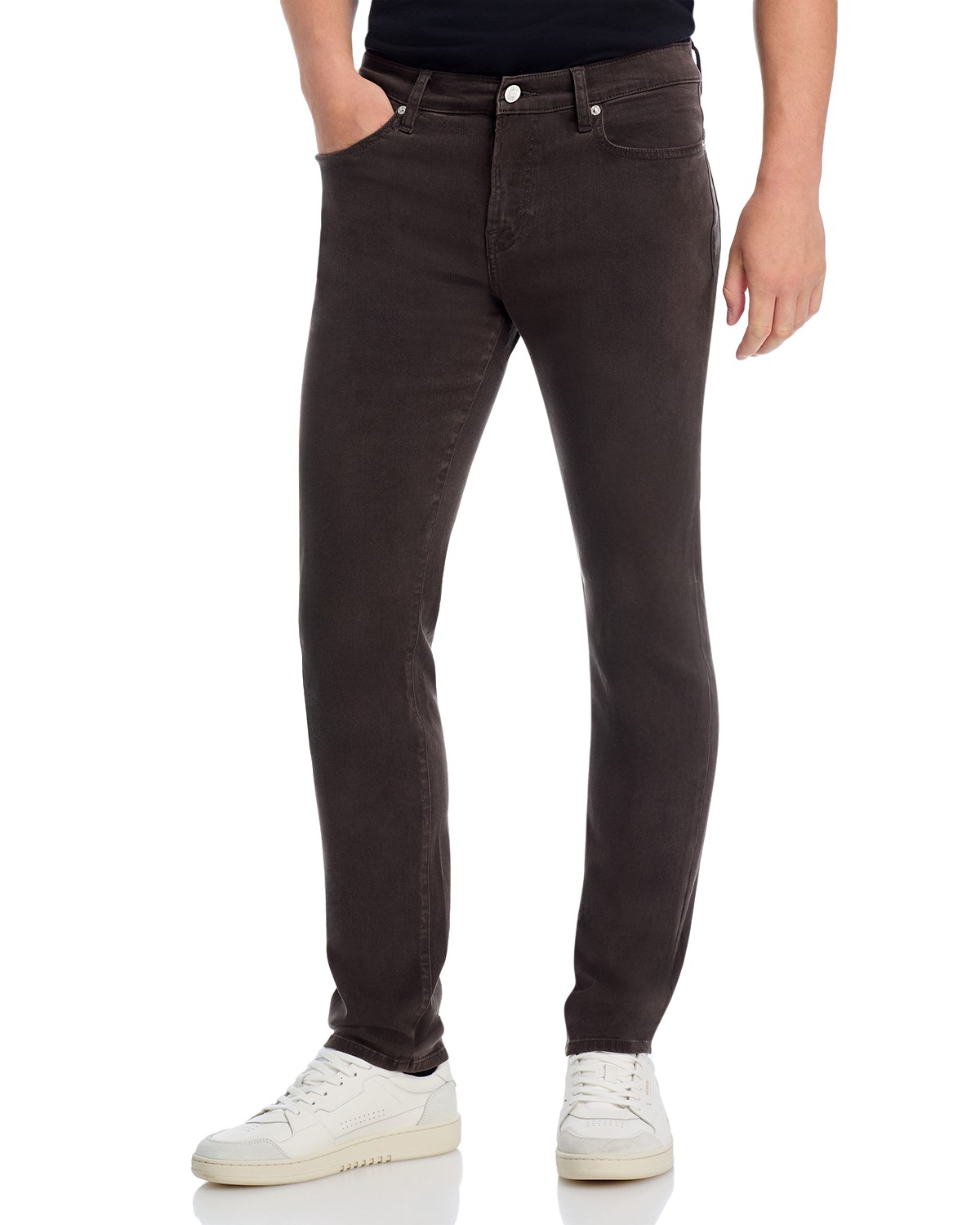 L'Homme Slim Fit Brushed Twill 32.5" Pants in Dark Chocolate