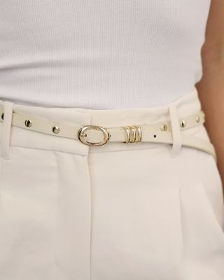 Women's Classic Studded Skinny Leather Belt