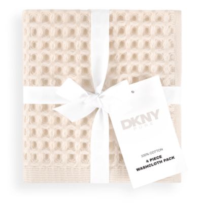 PURE Yarn Dyed Waffle Cotton 4-Piece Washcloth Set