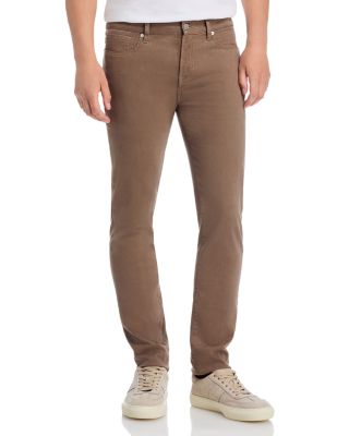 L'Homme Slim Brushed Twill Pants in Latte Brown
