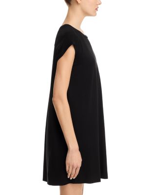 Crinkled Jersey Crewneck Elbow Sleeve Top