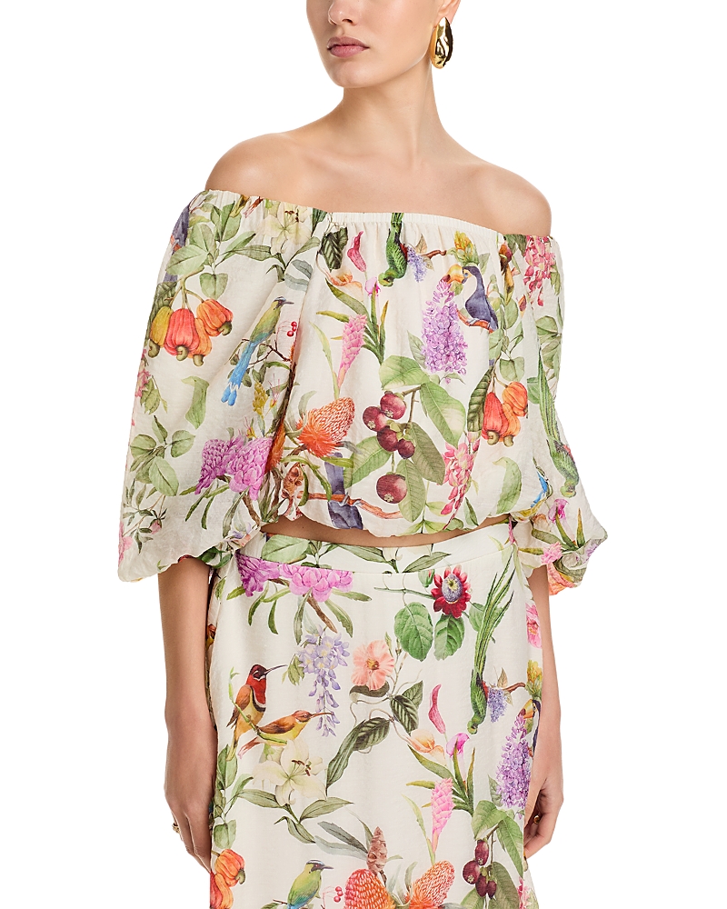 Lucky & Coco Off-the-shoulder Top In Animal Print