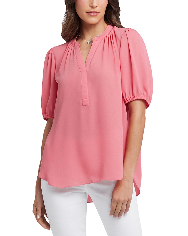 Nydj Floral Split Neck Draped Top