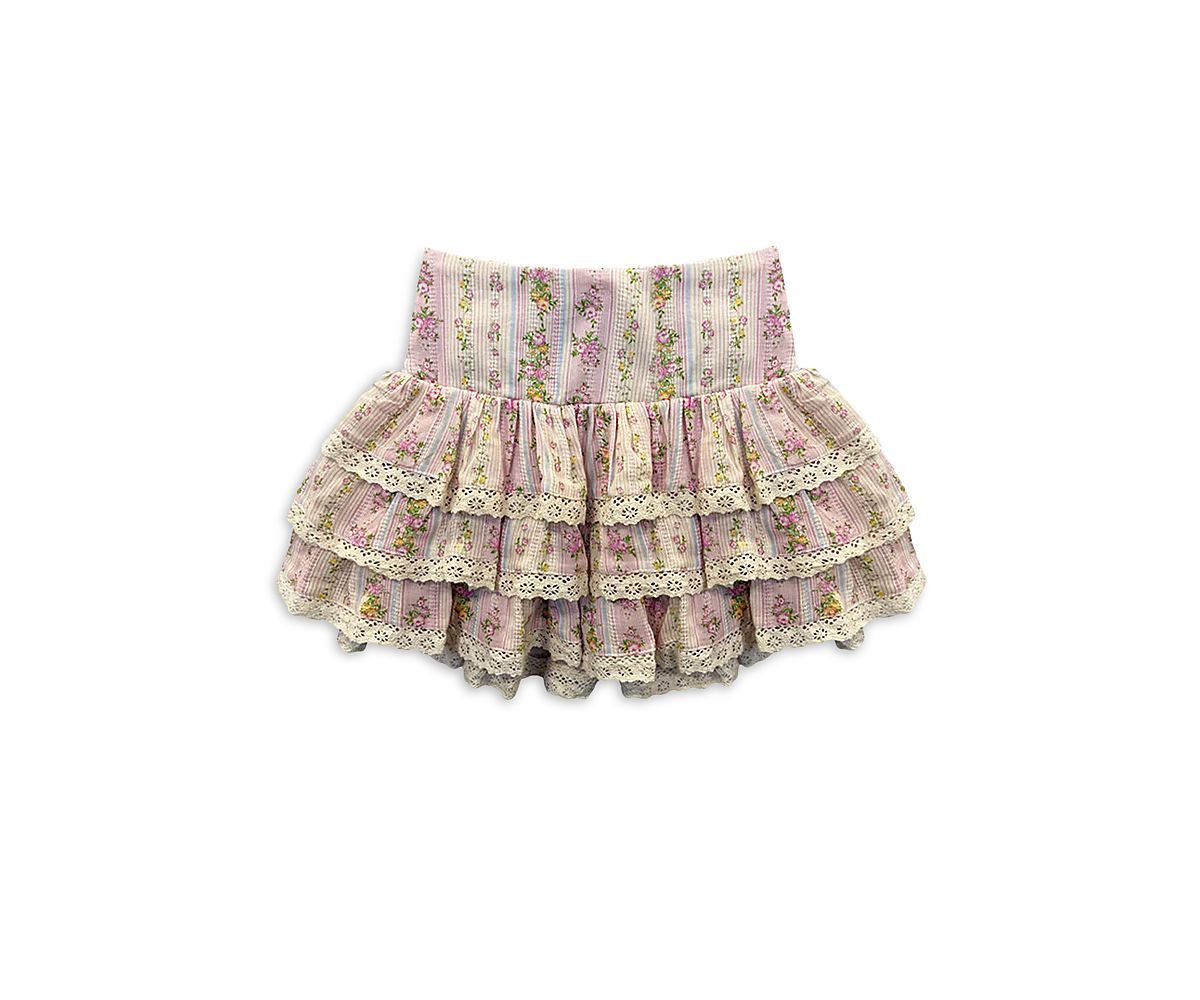 KatieJnyc Girls' Lace Trim Seersucker Skirt - Big Kid
