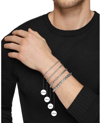 Men's Box Chain Bracelet in Sterling Silver or Stainless Steel with 14K Yellow Gold, 5mm