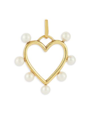 Moon & Meadow - 14K Yellow Gold Cultured Freshwater Pearl Heart Charm Pendant