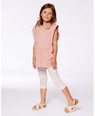  Girls' Crinkle Jersey Tunic with Embroidery - Little Kid